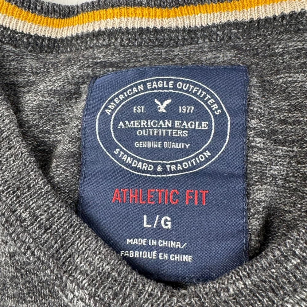 American Eagle V-Neck Sweater Mens Large Charcoal Gray Athletic Fit‎ Cotton